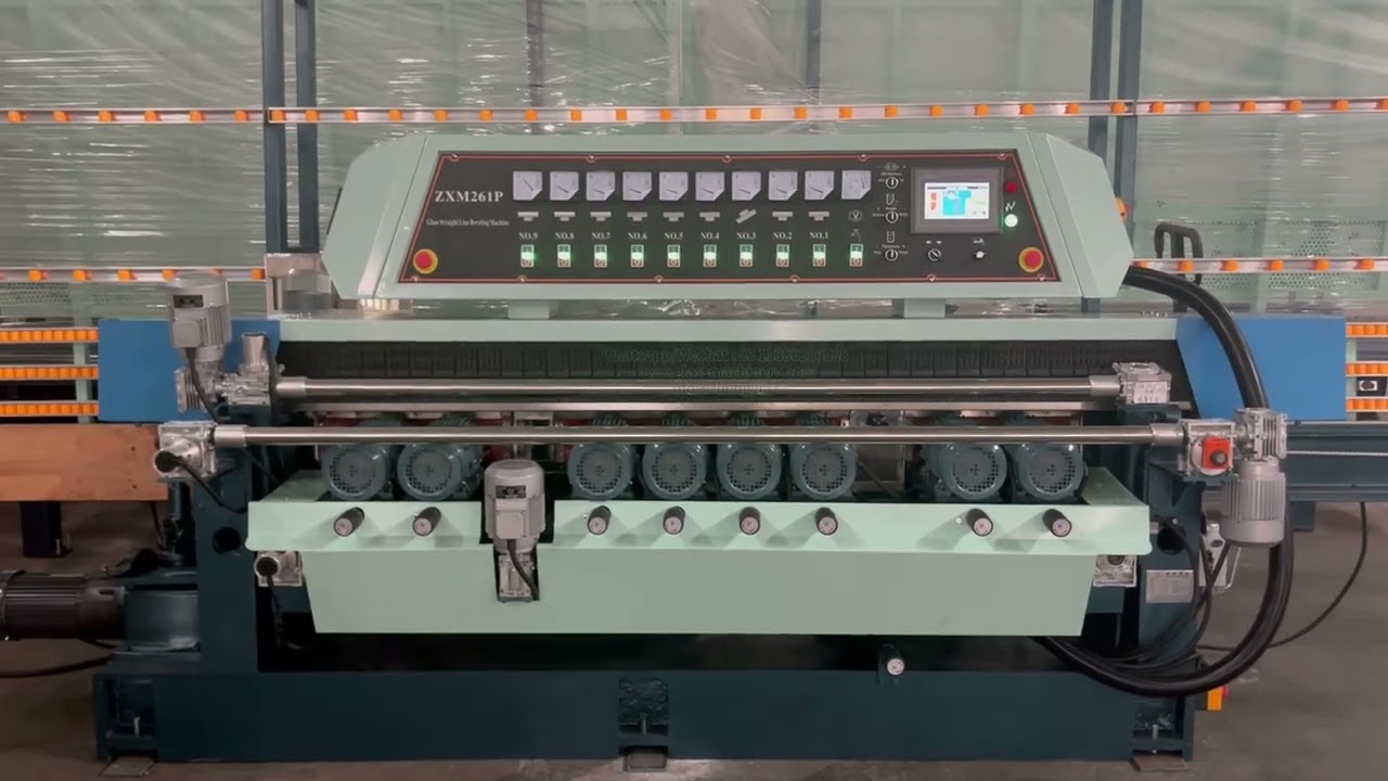 ZXM261P glass bevel machine automatic operation video, automatic grinding bevel operation process