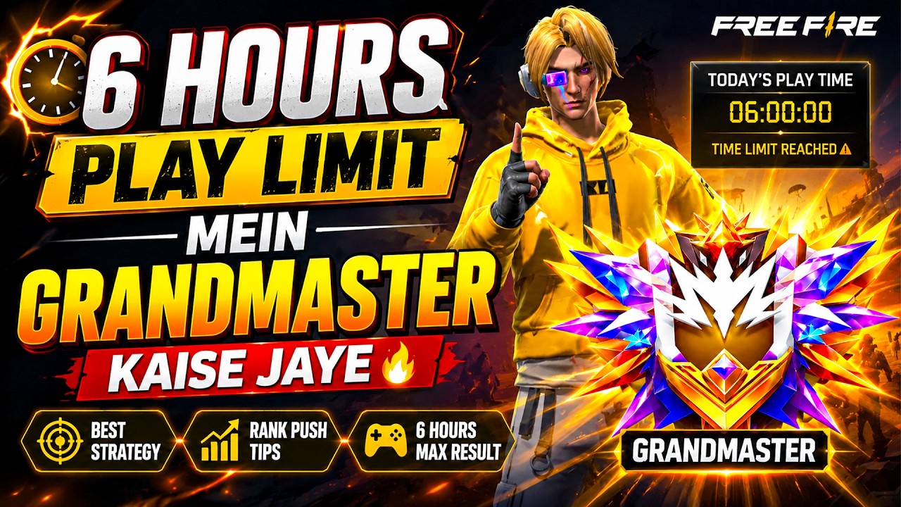 6 Hours Play Limit में GRANDMASTER Push Tips & Tricks | Free Fire BR Rank Push Season 53 Tips 2026