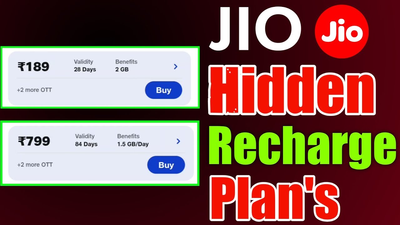 Jio Hidden Recharge Plan Affordable Plan Jio | Jio Plan Best Cheapest