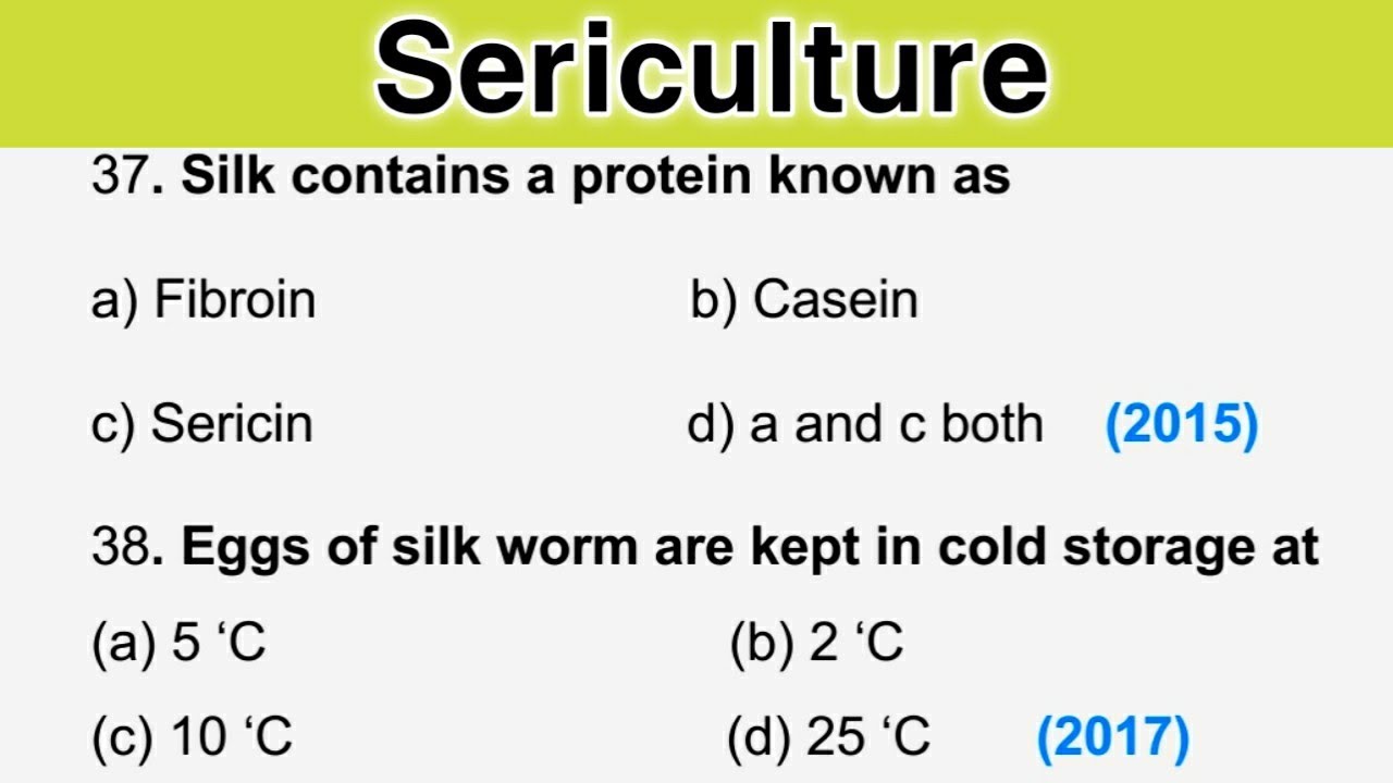 Economic Zoology || Sericulture || Most Important MCQ Questions