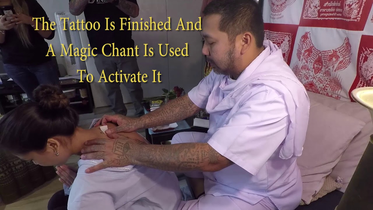 Lotus Unalome and 5 Yant for protection, Sak Yant Thai Tattoo in Tasty Thai Maastricht Netherlands