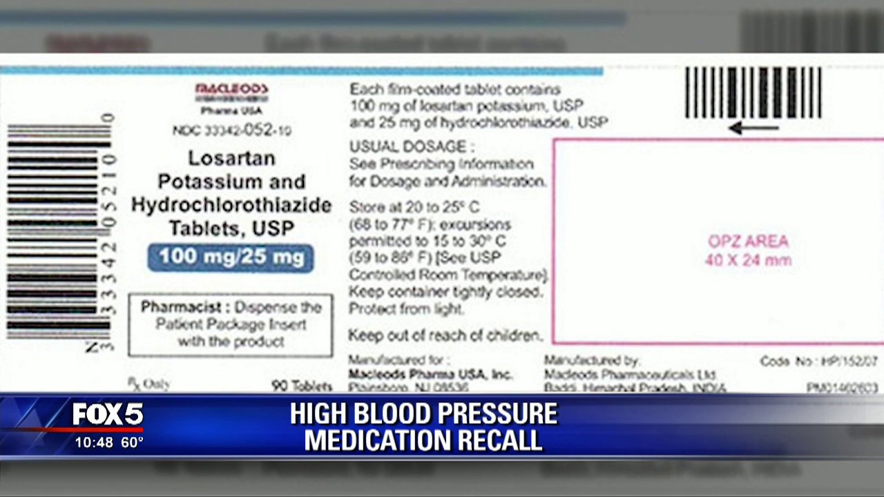 High blood pressure medication recall