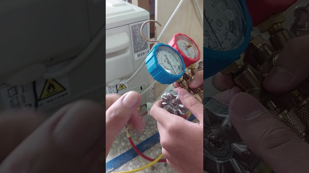 抽真空（真的很敢，10／14學銅管擴管4小時，10／21今天一個人一台，11點多每個人都有冷氣吹了）