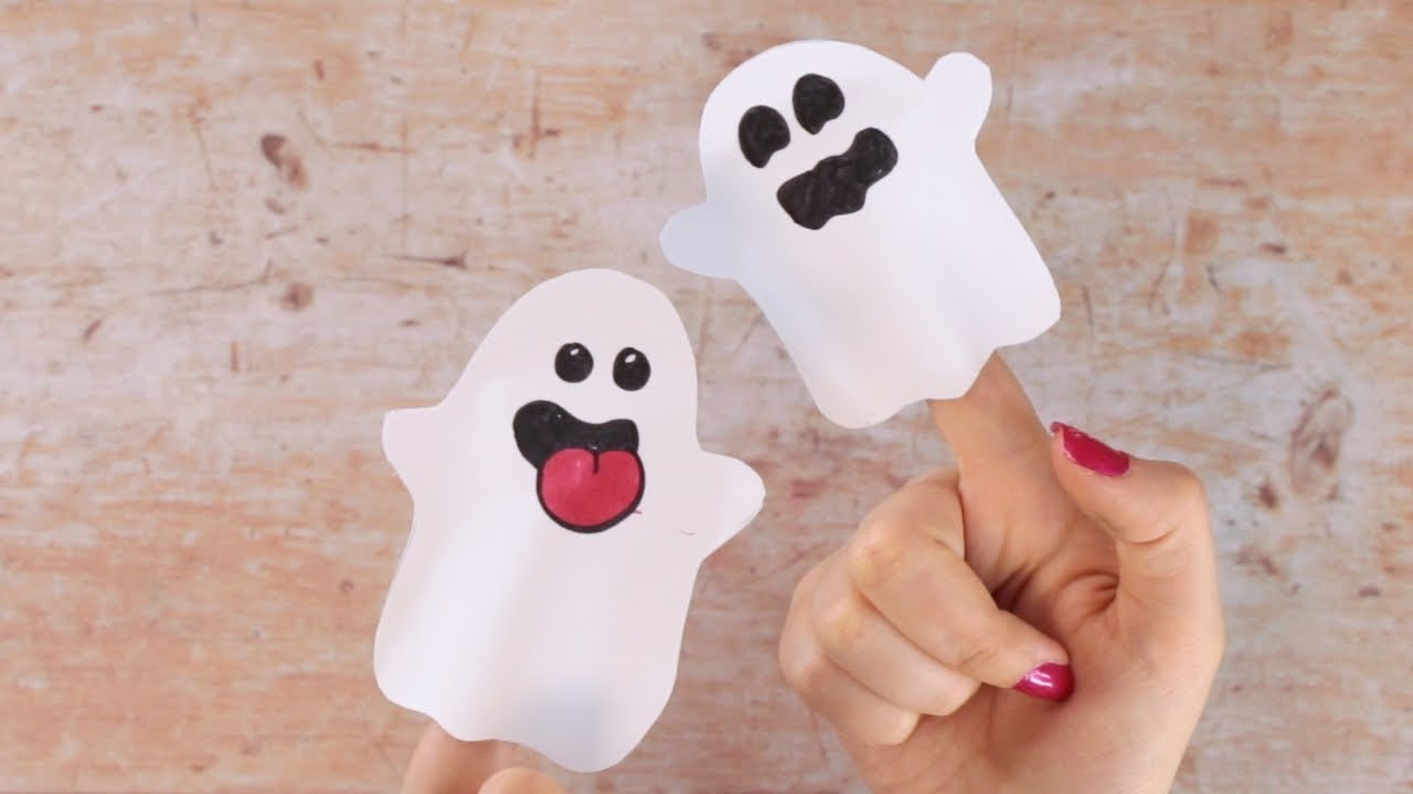 Easy Halloween Paper Crafts for Kids - Ghost Finger Puppets