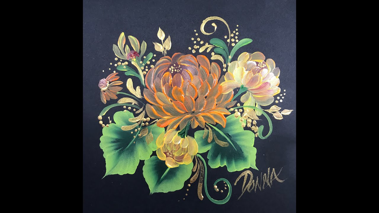 FolkArt One Stroke Practice Strokes With Donna - Chrysanthemums | Donna Dewberry 2021