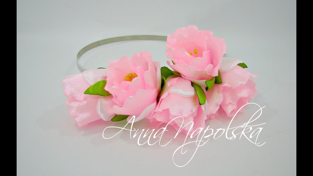 Обруч з тюльпанами. Ободок с тюльпанами своими руками. Headband kanzashi