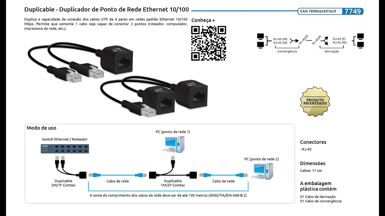 Duplicador de Ponto de Rede Ethernet Dupli Cable  https://encr.pw/dupli-cable