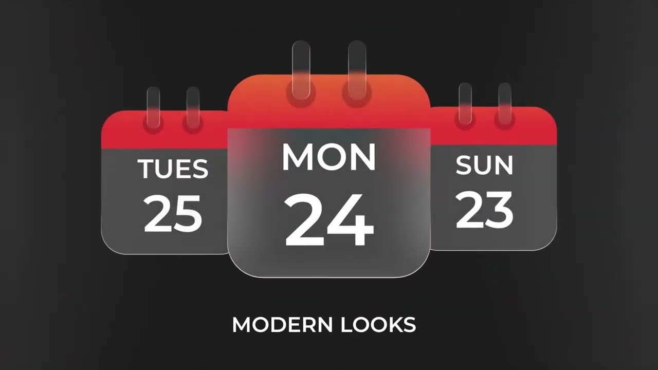 Modern Glassmorphism Calendar Animation | Frosted Glass UI | AE Template Free/Download