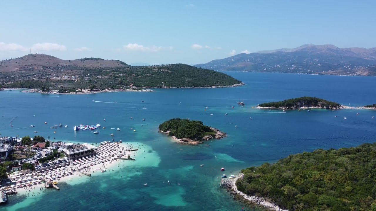4K Drone Footage - Bird's Eye View of Ksamil beach  Albania , Europe