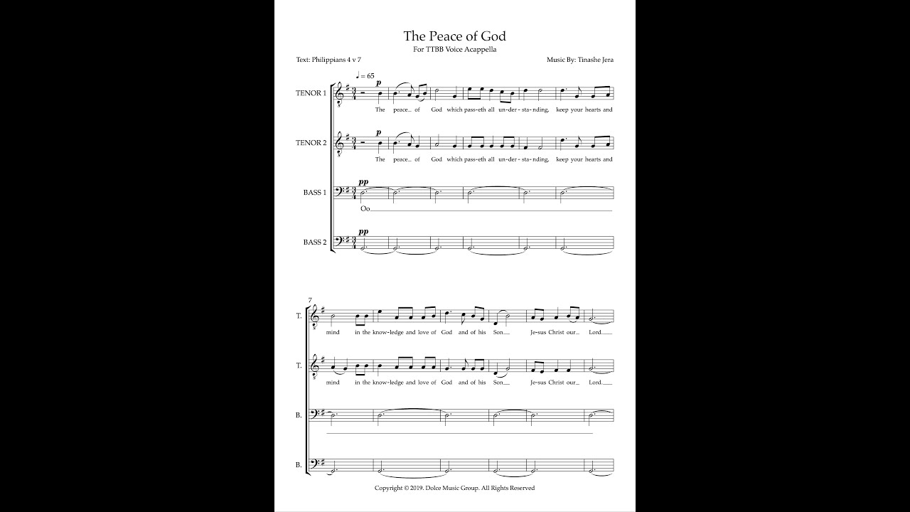 The Peace of God (TTBB Choir A cappella) - Composed By Tinashe Jera
