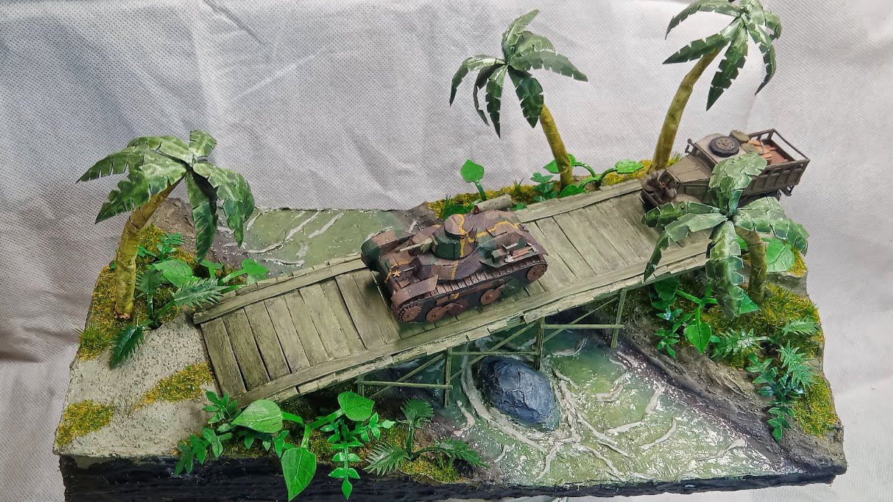 Wooden Bridge in Jungle Diorama || Realistic Water GLUE & TOILET PAPER || 1/72 Scale
