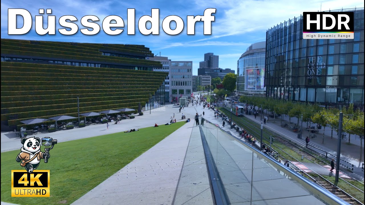 🇩🇪 Düsseldorf Sunny Day – 25°C City Walk | 4K HLG HDR 2025