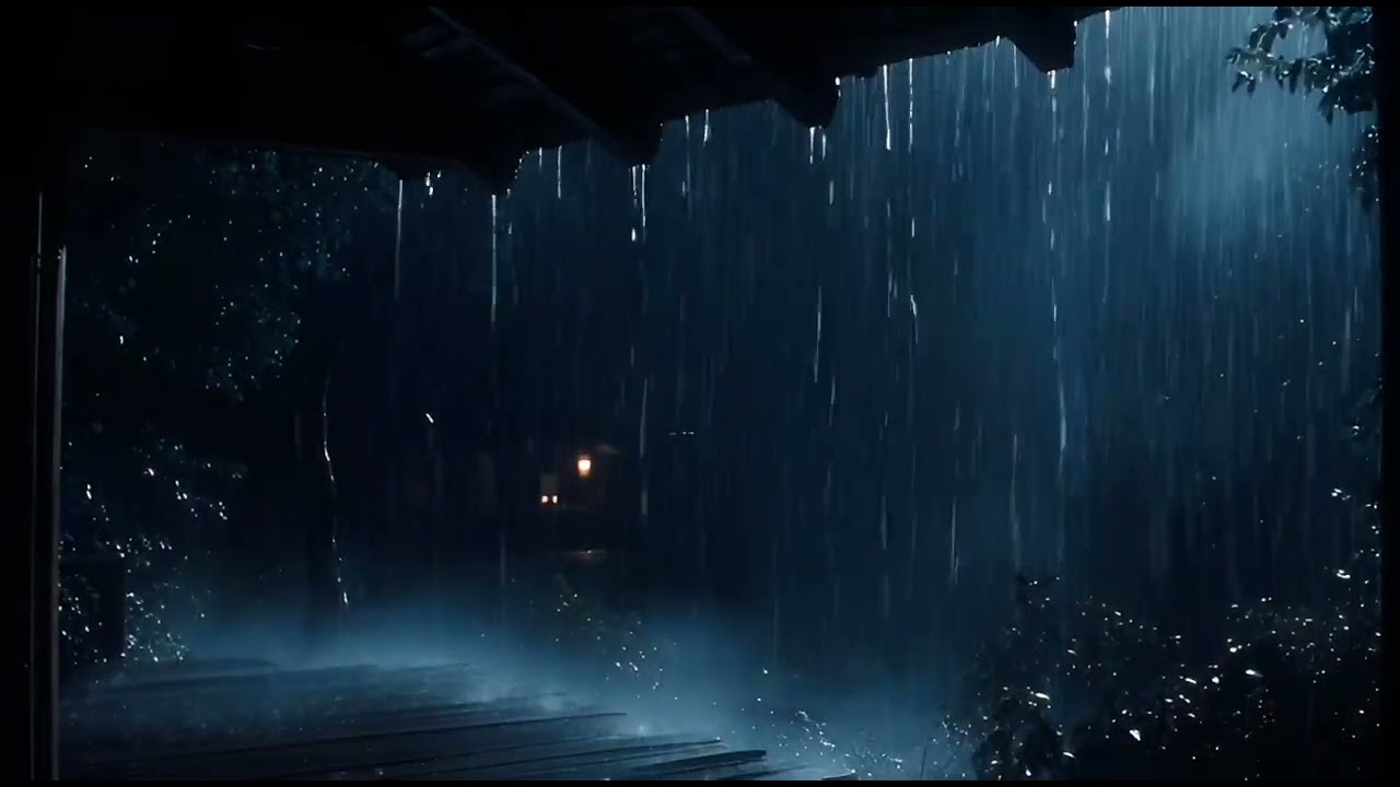 Heavy Rain Storm on Wooden Cabin | Dark Screen Rain Sounds for Sleeping