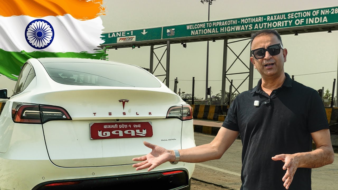 Cross Border EV Drive Nepal&rsquo;s Tesla Model Y in India (Episode 1) | Lokesh Oli
