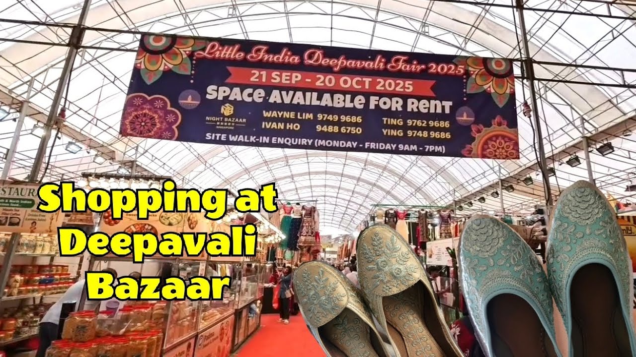 Deepavali bazaar shopping in Singapore | bought Juttis, had chai, samosa and panipuri ✨️