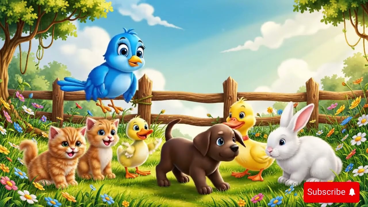 Baby Animals & Blue Bird Learn Colors & Shapes | Kids Cartoon World