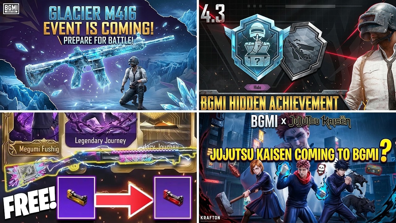 🤫 BGMI GLAICER M416 COMING? || JUJUTSU KAISEN PP MISSING? || v4.3 ALL ACHIEVEMENT EXPLAINED.