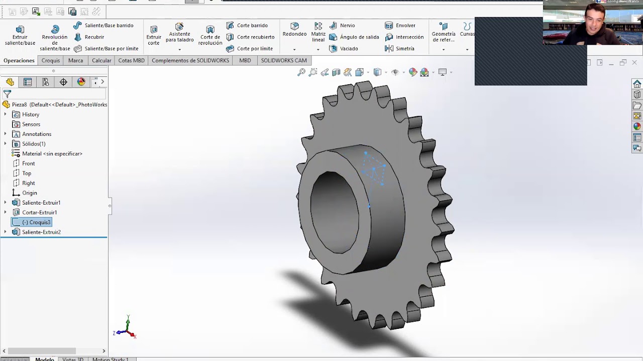 PRACTICANDO SOLIDWORKS PIÑON CADENA segunda parte