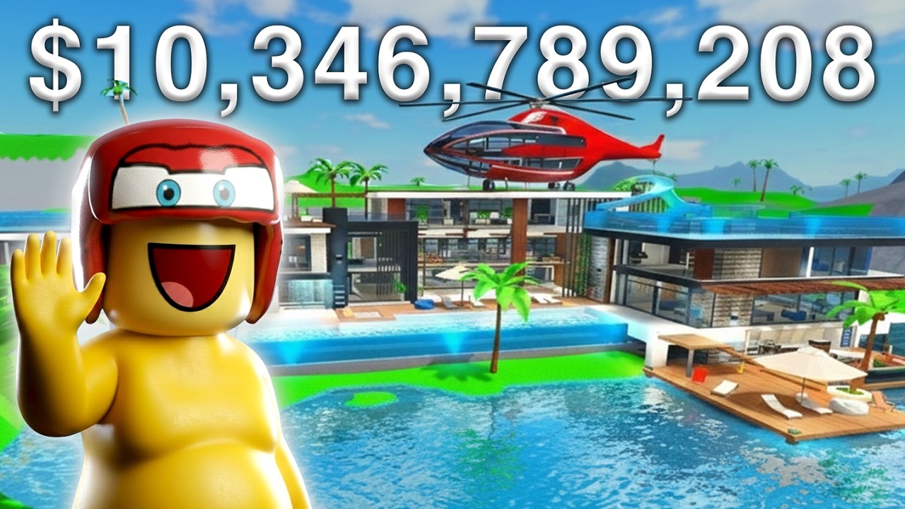 I Built A Giga Beach House in Roblox Giga Mansion Tycoon!