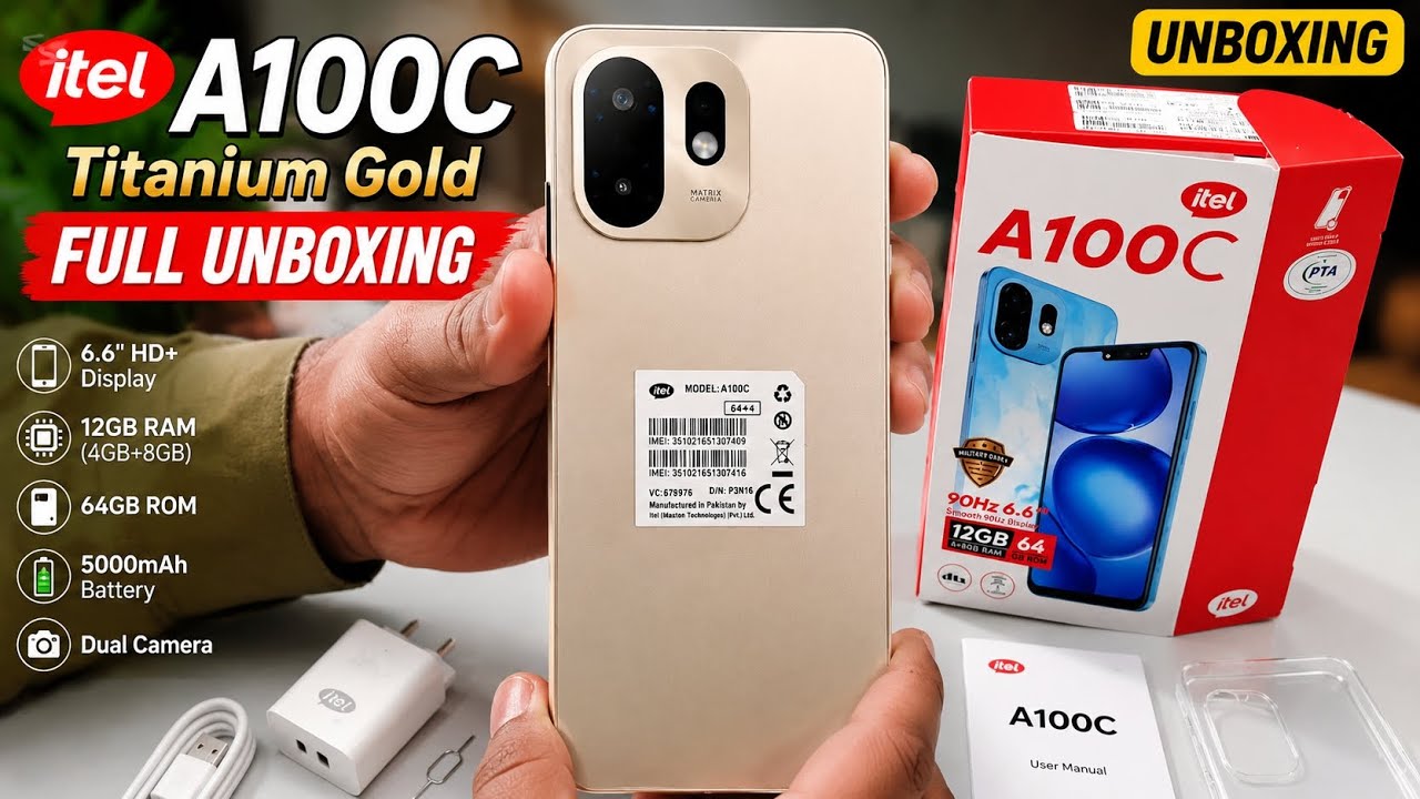 Itel A100C Titanium Gold Full Unboxing 🔥 Budget King 2026!