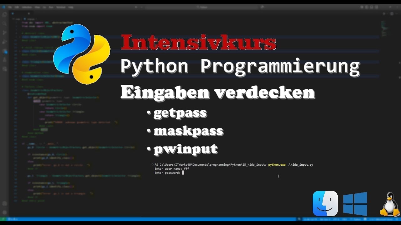 Intensivkurs Python Programmierung 🐍 - Eingaben verbergen | ITWorks4U
