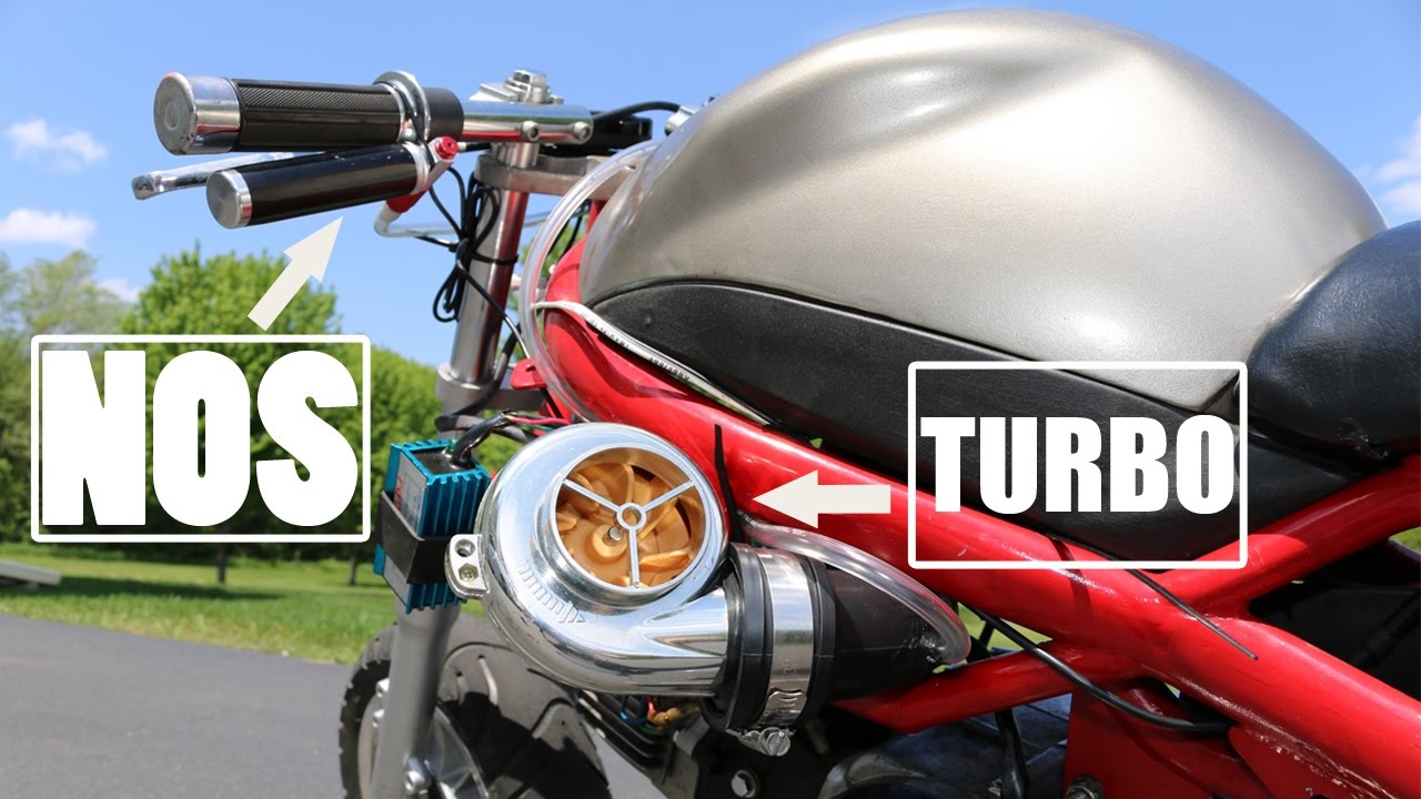 Pocket Bike With Electric TURBO And NOS Installed First Test Ride!