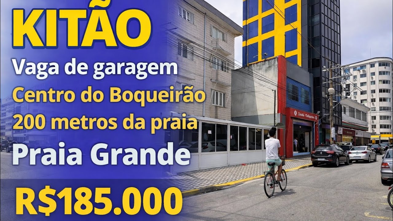R$185.000 | KITÃO | Centro do Boqueirão | 200 m mar | garagem | Praia Grande. OPORTUNIDADE 