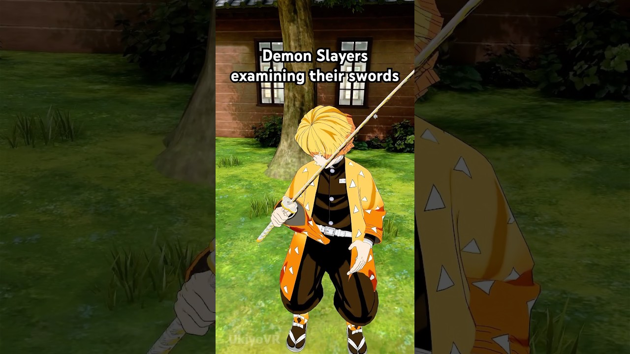 Demon Slayers examining their swords #demonslayer #kimetsunoyaiba #tanjiro #zenitsu #inosuke