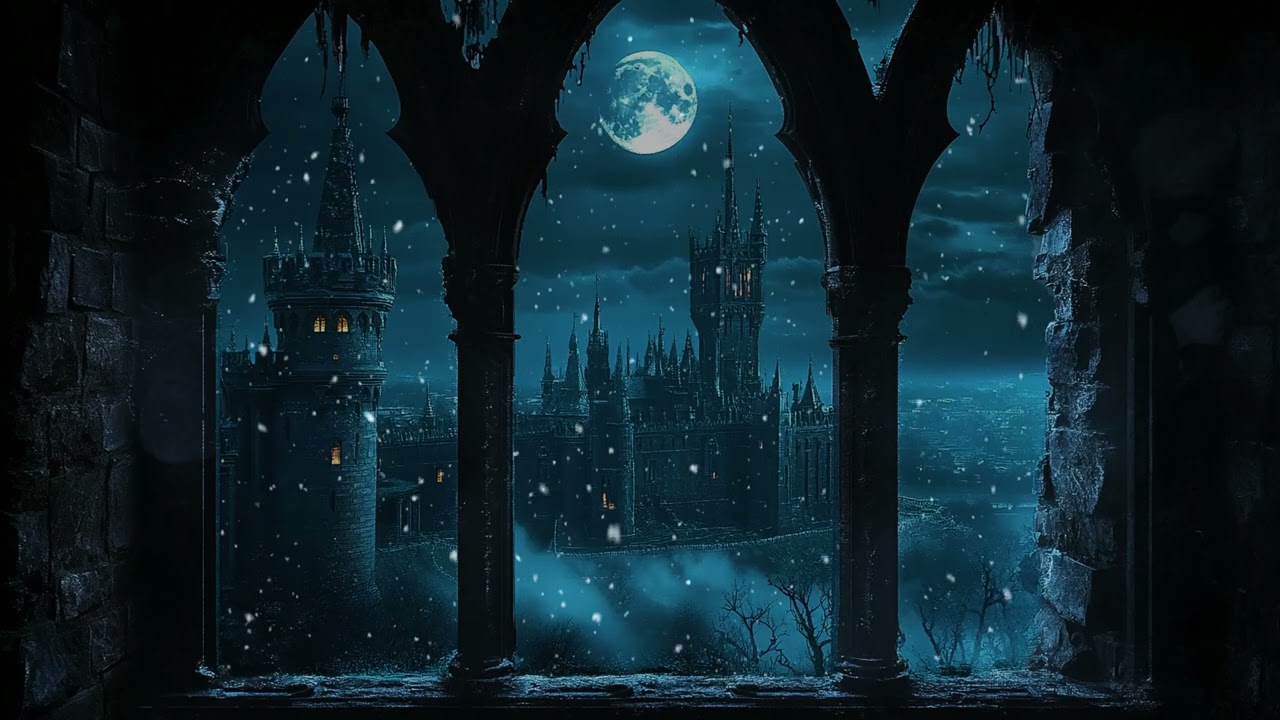 Hogwarts Winter Snow Sounds | Snowy Castle Window Ambience with Gentle Wind for Sleep and Study