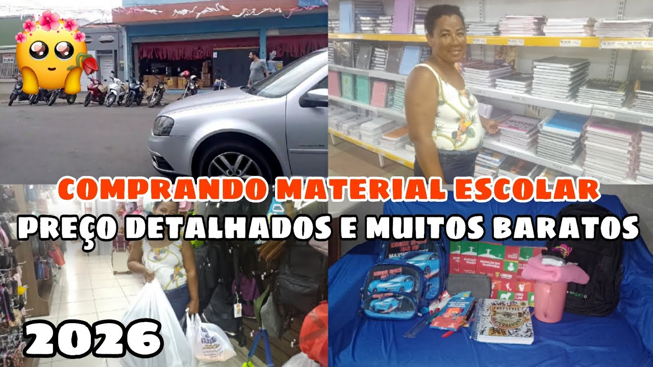 COMPRANDO MATERIAL ESCOLA 2026 🎒💗 PREÇOS DETALHADOS E MUITOS BARATOS MEUS FILHOS FICARAM FELIZES 😍