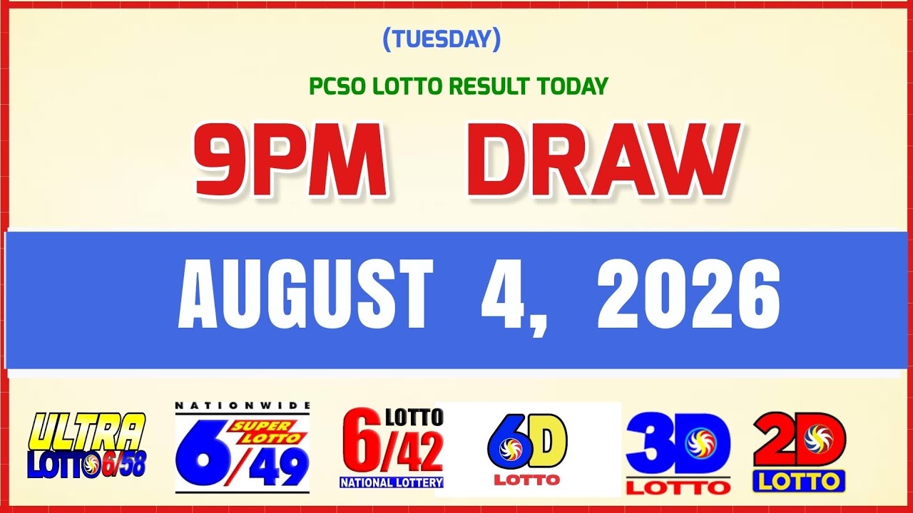 Lotto Results Today 9pm Draw August 4 2026 PCSO