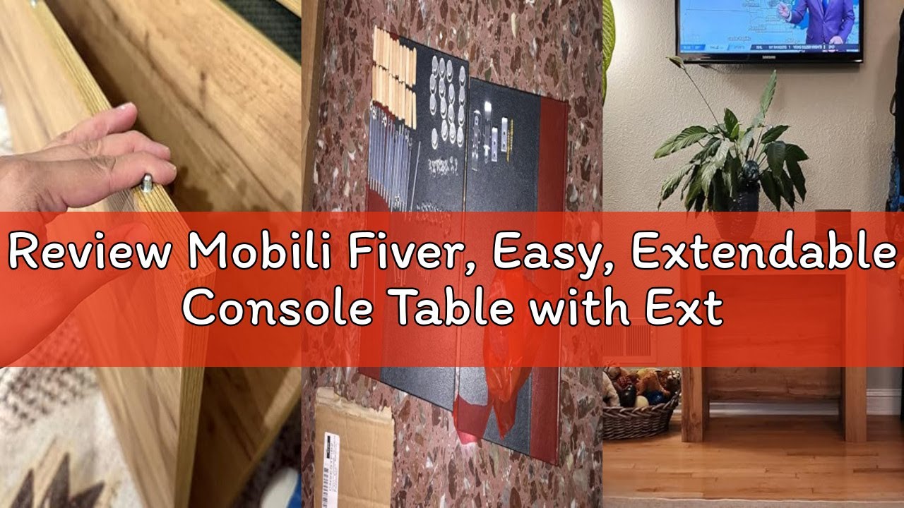 Review Mobili Fiver, Easy, Extendable Console Table with Extension Leaves Holder, 17.7(120.1) x35.4