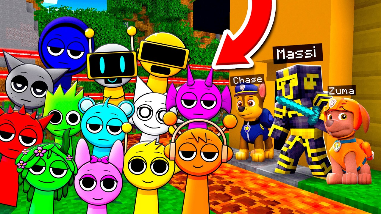 PAW PATROL ME AYUDA A DEFENDER MI CASA DE APOCALIPSIS DE SPRUNKI EN MINECRAFT 😱