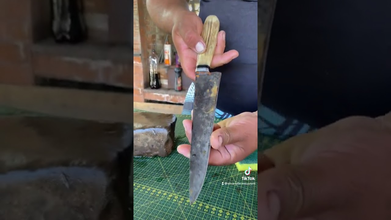 Como afiar faca fácil e com pouco recurso usando uma pedra de rio