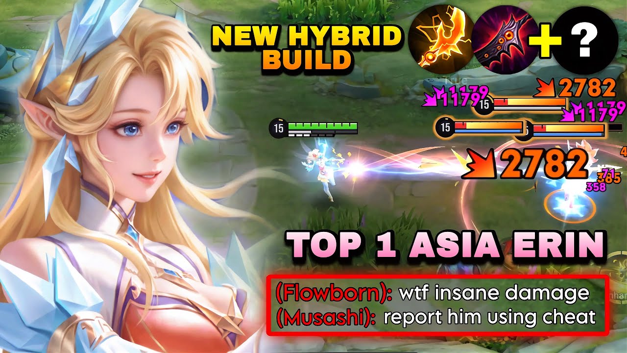 TOP 1 ASIA ERIN NEW HYBRID BUILD TO HARD CARRY YAPPERS IN RANK! | HONOR OF KINGS