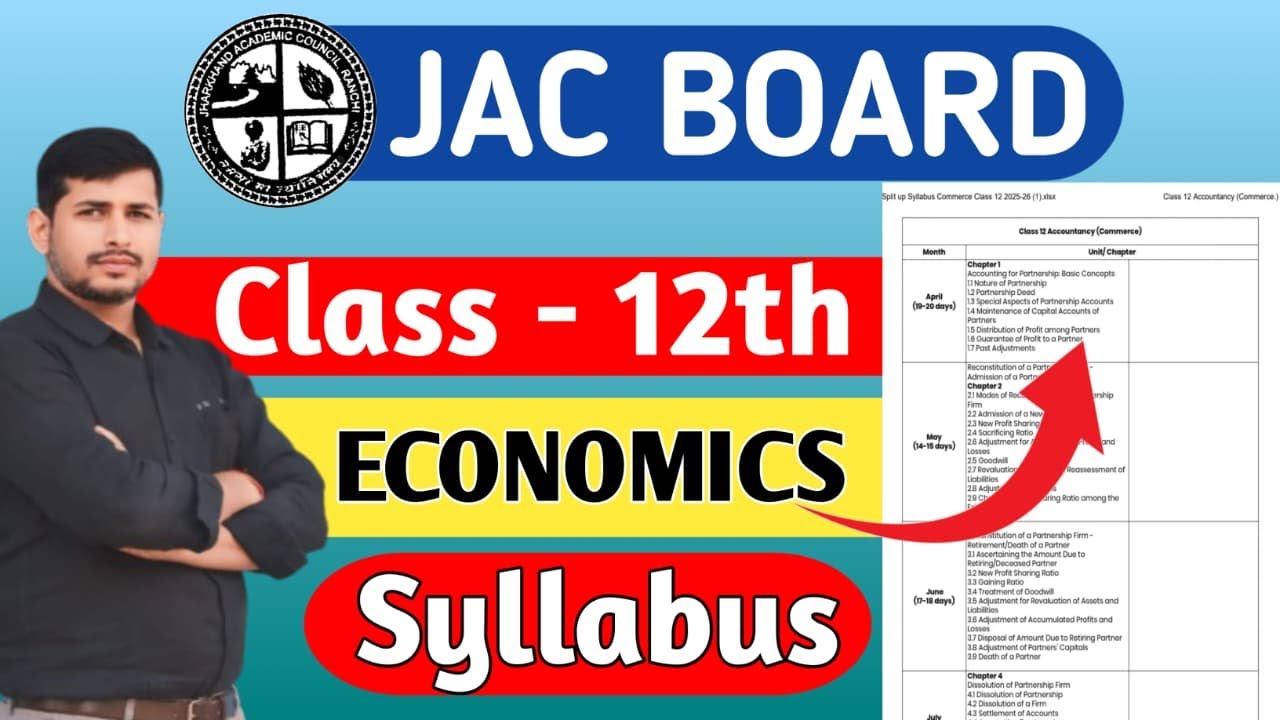 CLASS 12th ECONOMICS SYLLABUS || ARTS , SCIENCE , COMMERCE || JAC 2026