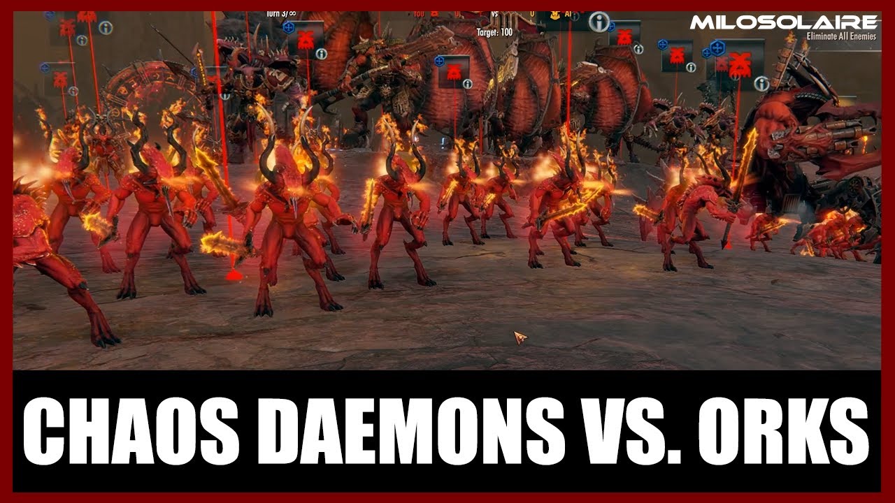 Chaos Daemons [3000] vs. Orks [3000] | Warhammer 40K Battlesector