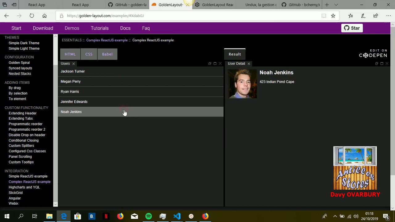 GoldenLayout,le gestionnaire de disposition persistant