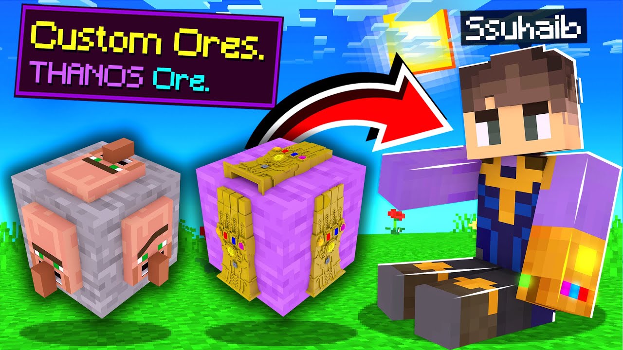 ماين كرافت بس في موارد جديدة ورهيبة!😱 (موارد ثانوس!)😍 - Custom Ores