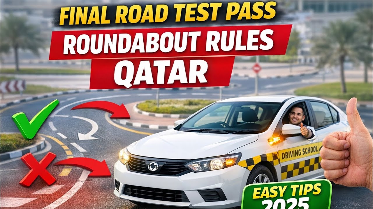 Final Road Test Pass ✅ Roundabout Driving Rules in Qatar | Easy Tips 2025 / #driving #cardriving 