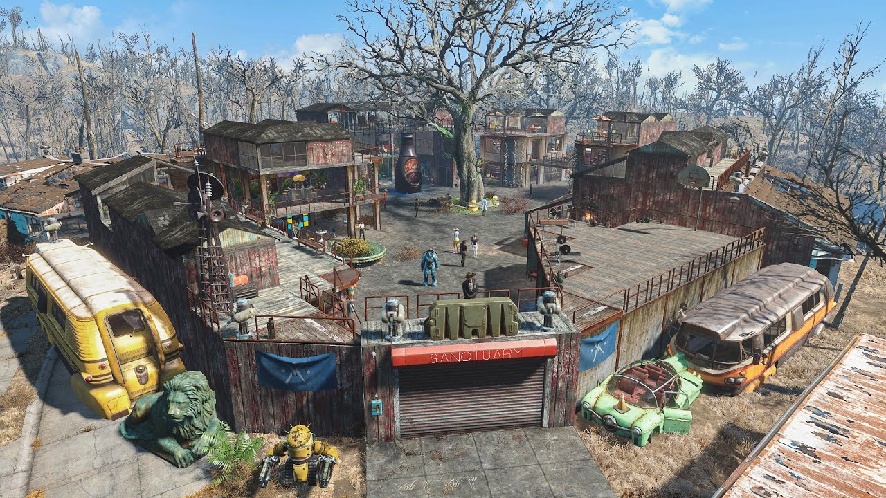 Fallout 4 - SANCTUARY HILLS 3.0 - Settlement build tour - NO MODS