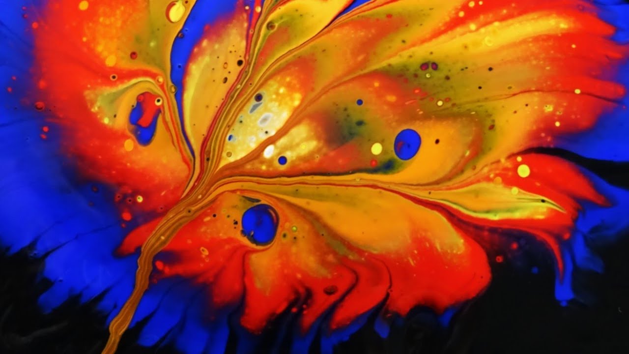 UNA FLOR INCREIBLE 🦚 Acrílico fluido y pouring en español | Flores con Dip Reverse Pouring Acrílico