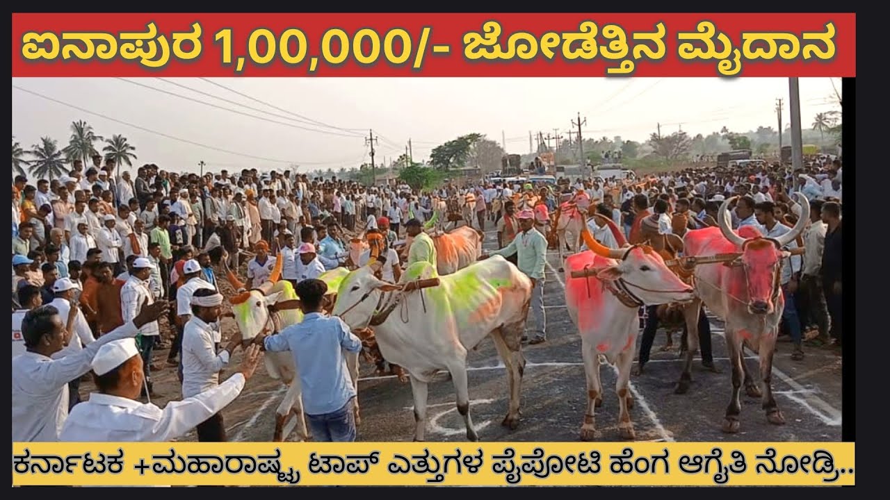ಐನಾಪುರ 1,00,000/- ಜೋಡೆತ್ತಿನ ಮೈದಾನ,ऐनापुए बैलागाड़ी शर्यात मैदान,Ainapur sharyat maidan # bull race