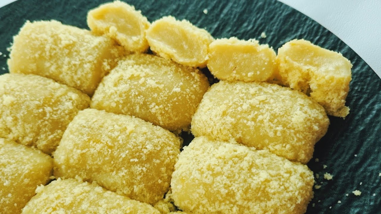 초간단 고구마찰떡! 달콤한 고구마가 듬뿍 쫄깃말랑 정말 맛있어요! 전자레인지 4분 완성