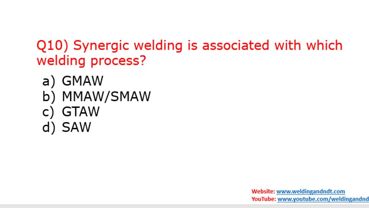 [English] CSWIP 3.1: Question & Answer -  Chapter 10 (Introduction to Welding Processes)