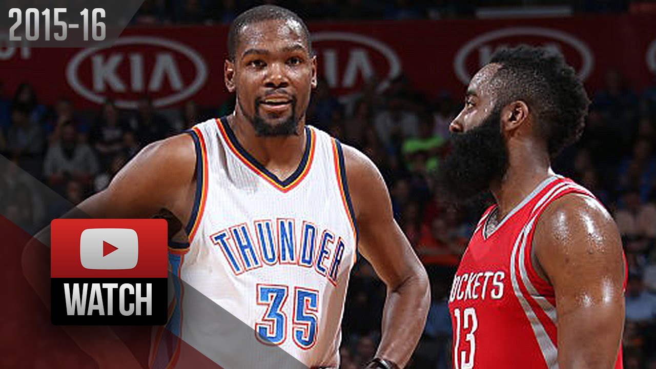 Kevin Durant vs James Harden EPIC DUEL Highlights (2016.01.29) Thunder vs Rockets - 33 Pts EACH!