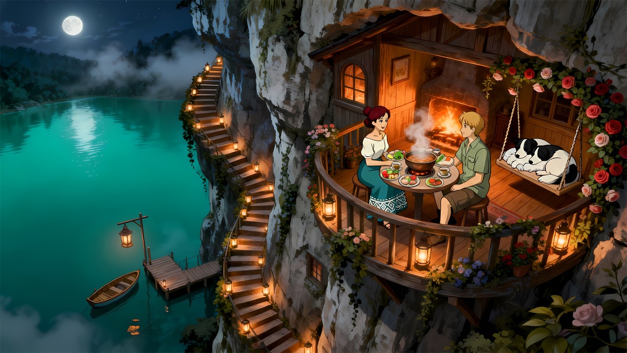A Cozy Day Spent Together Inside a Mountain Cave House | Quiet Memories | Ghibli-Style Videos
