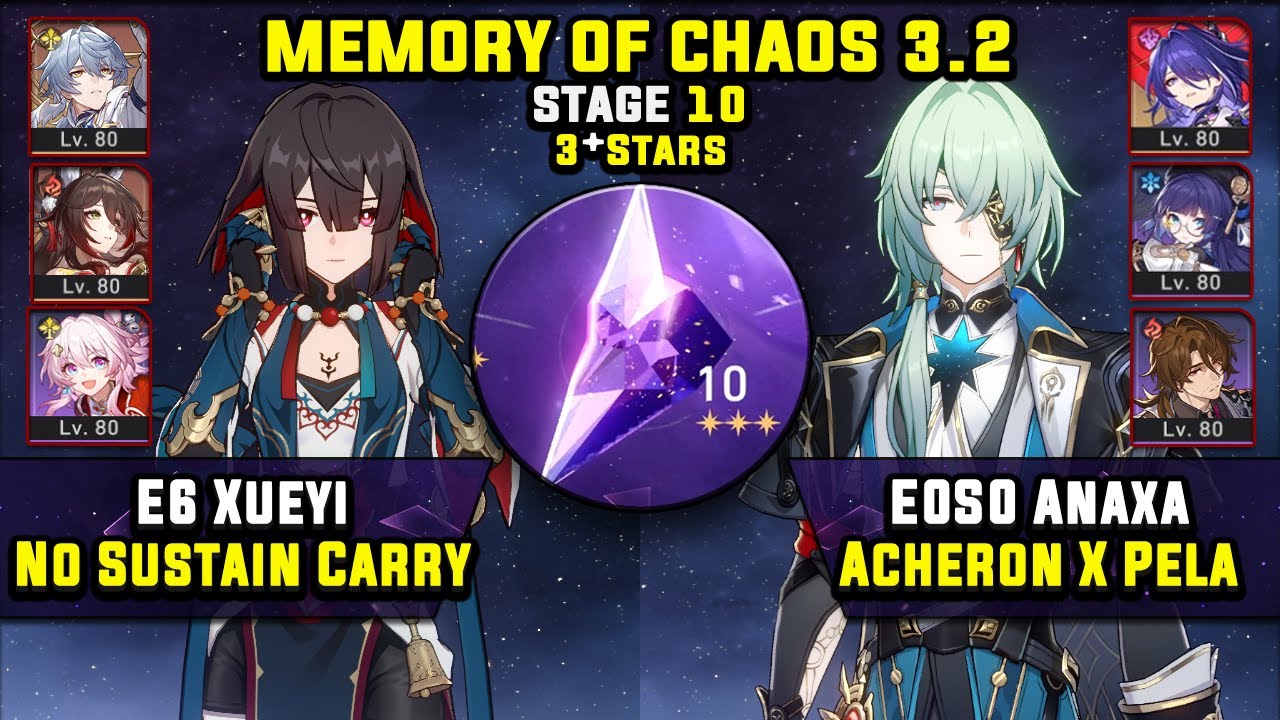 E0 Xueyi Carry W/ Fugue & E0 Anaxa Carry W/ Acheron (3 Star) Memory Of Chaos 10 Honkai Star Rail 3.2