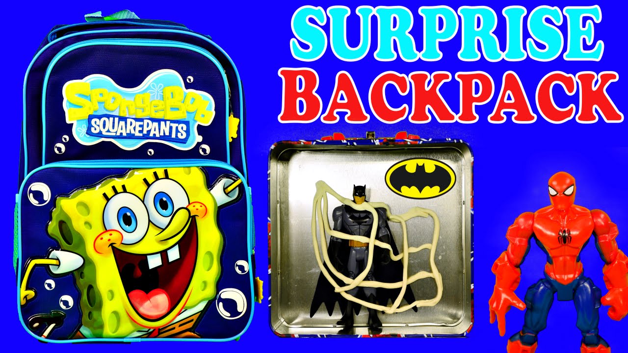 SURPRISE BACKPACK Spongebob Squarepants Play Doh Eggs Batman Spiderman Ben 10 Pixar Cars