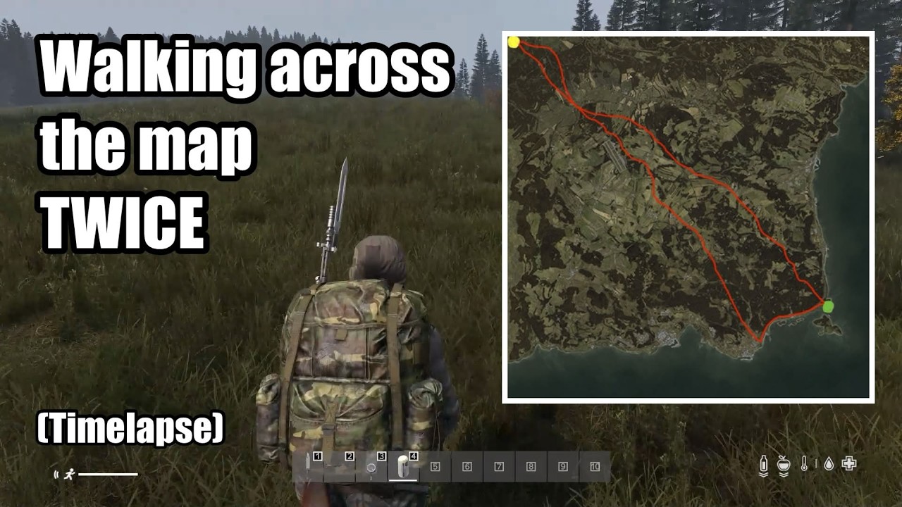 Walking across the map TWICE in DayZ (timelapse)